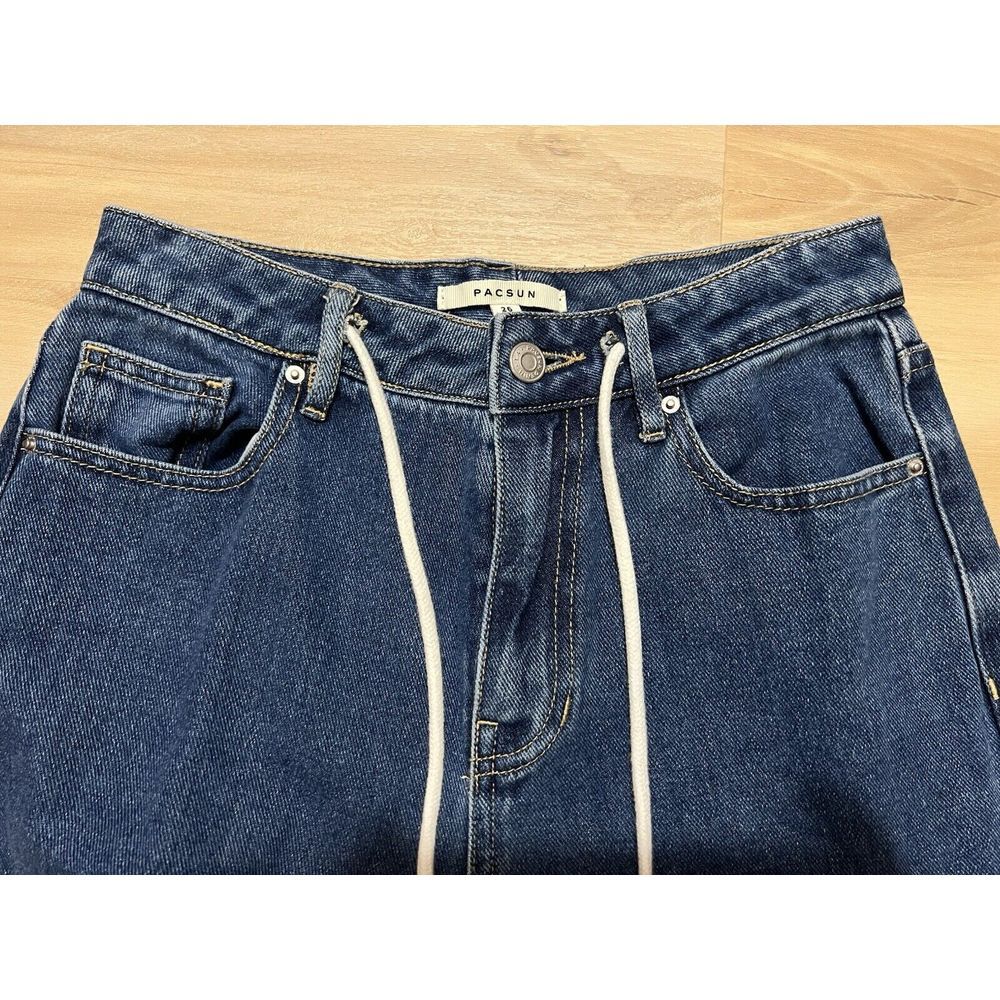 Pacsun Jogger Pants Womens 26 Blue High Waist Pocket Distressed Denim Drawstring